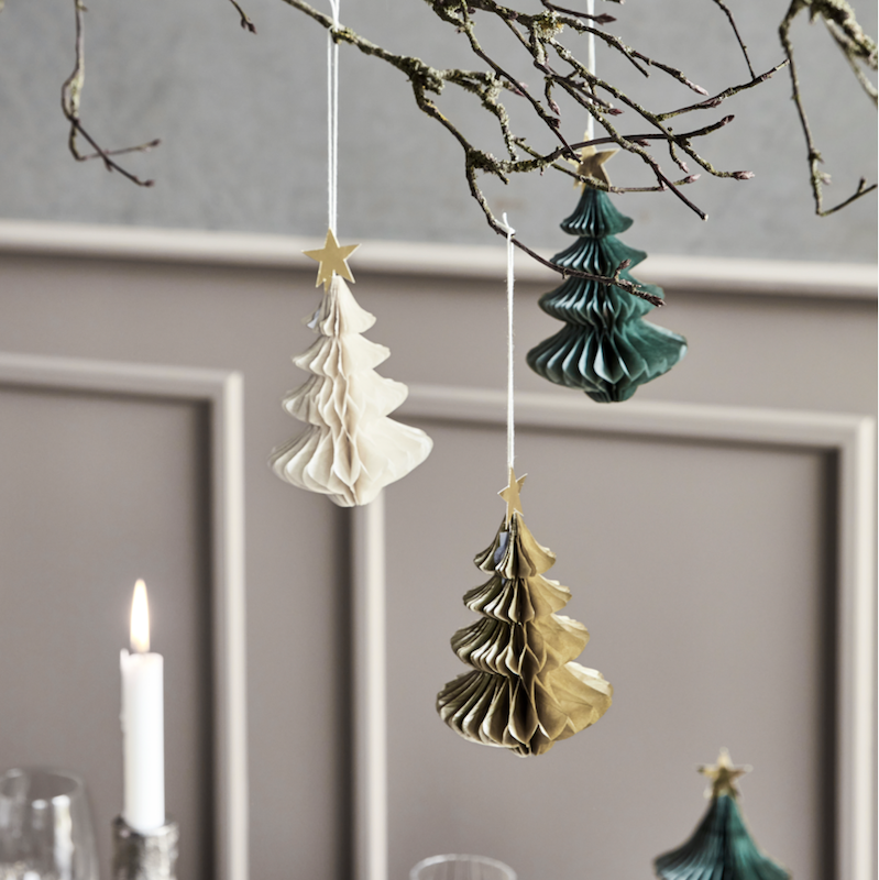 green Paper Christmas Tree Table Decoration Set 