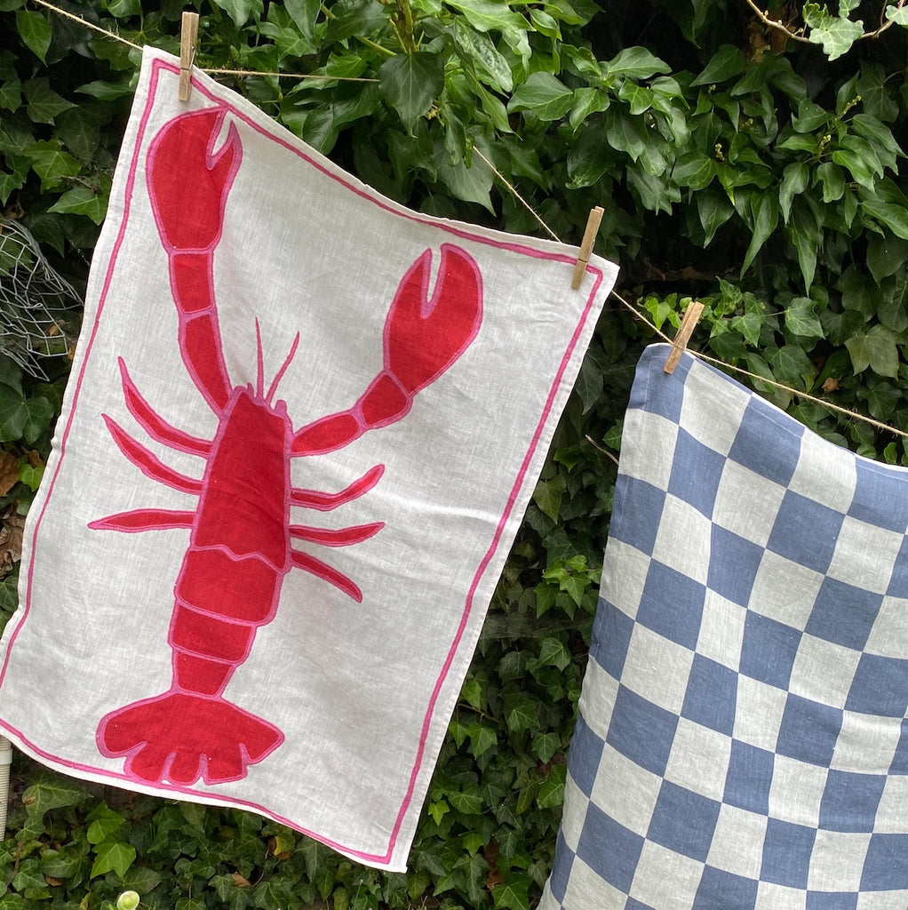 red lobster tea towel by Amuse la bouche