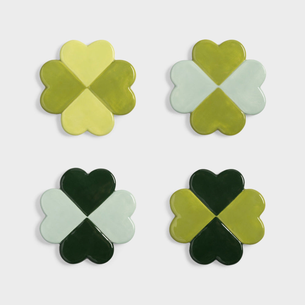 Green clover Coaster Set of 4 by &Klevering 