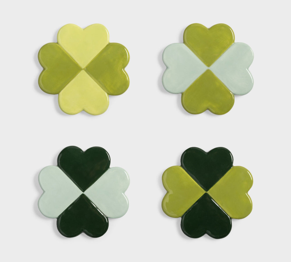 Green clover Coaster Set of 4 by &Klevering 