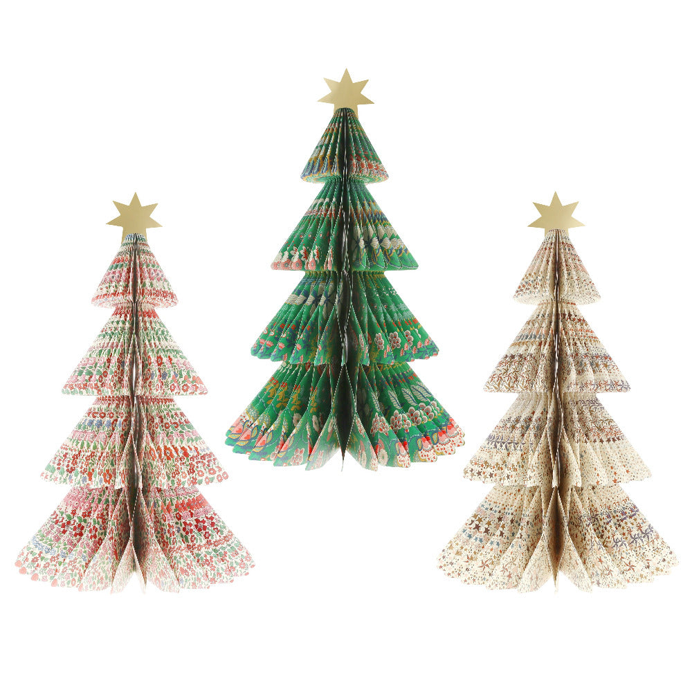Liberty Print Honeycomb Christmas Trees set of three