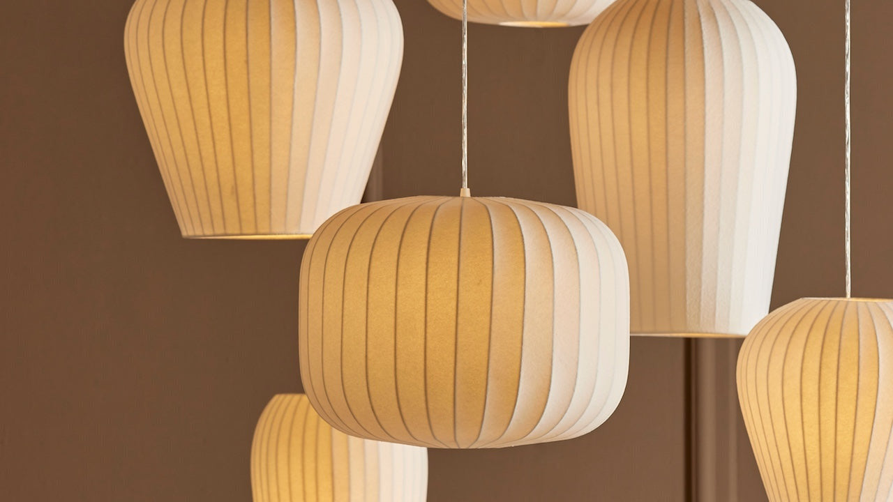 fabric shade pendant lights 