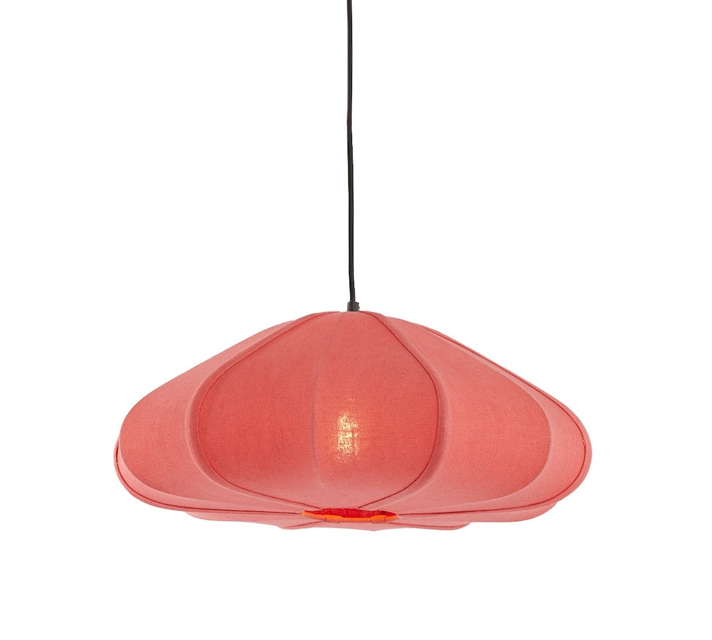 Coral Pink Pendant Light in fabric