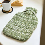 Fair Isle Pure New Wool Hot Water Bottle in green