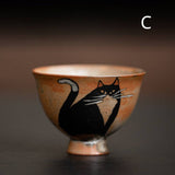 Gohobi Handmade Black Ink Hand-painted Cat