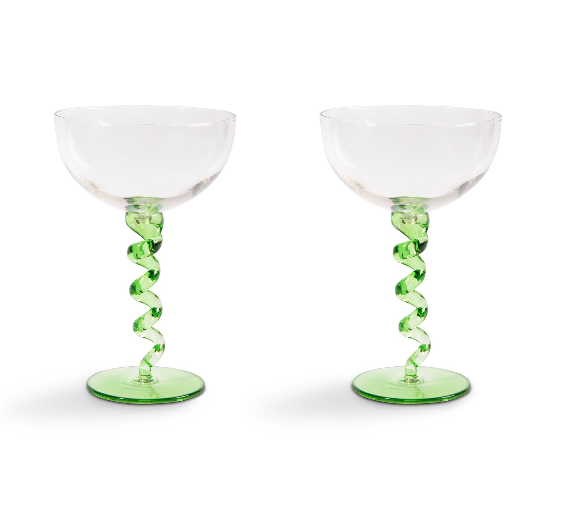 Coupe Spiral Green Cocktail  Glasses - Klevering