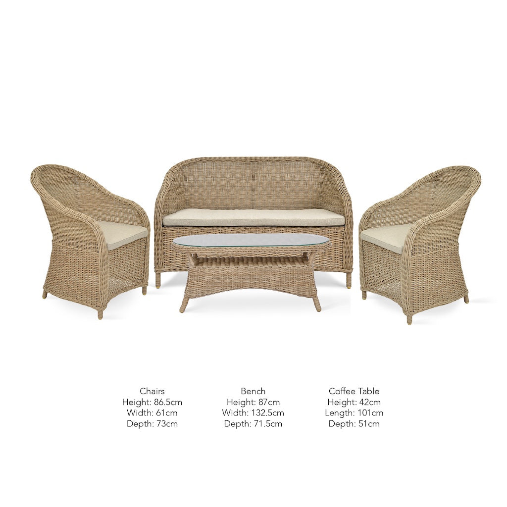 Brayford Outdoor Sofa Set dimensions 