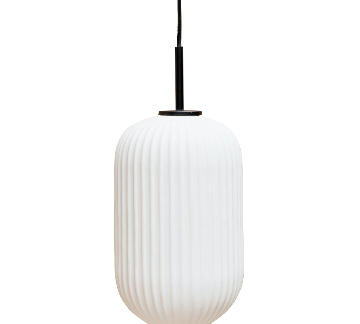 White Pendant Light in ribbed glass 