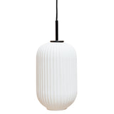 White Pendant Light in ribbed glass 