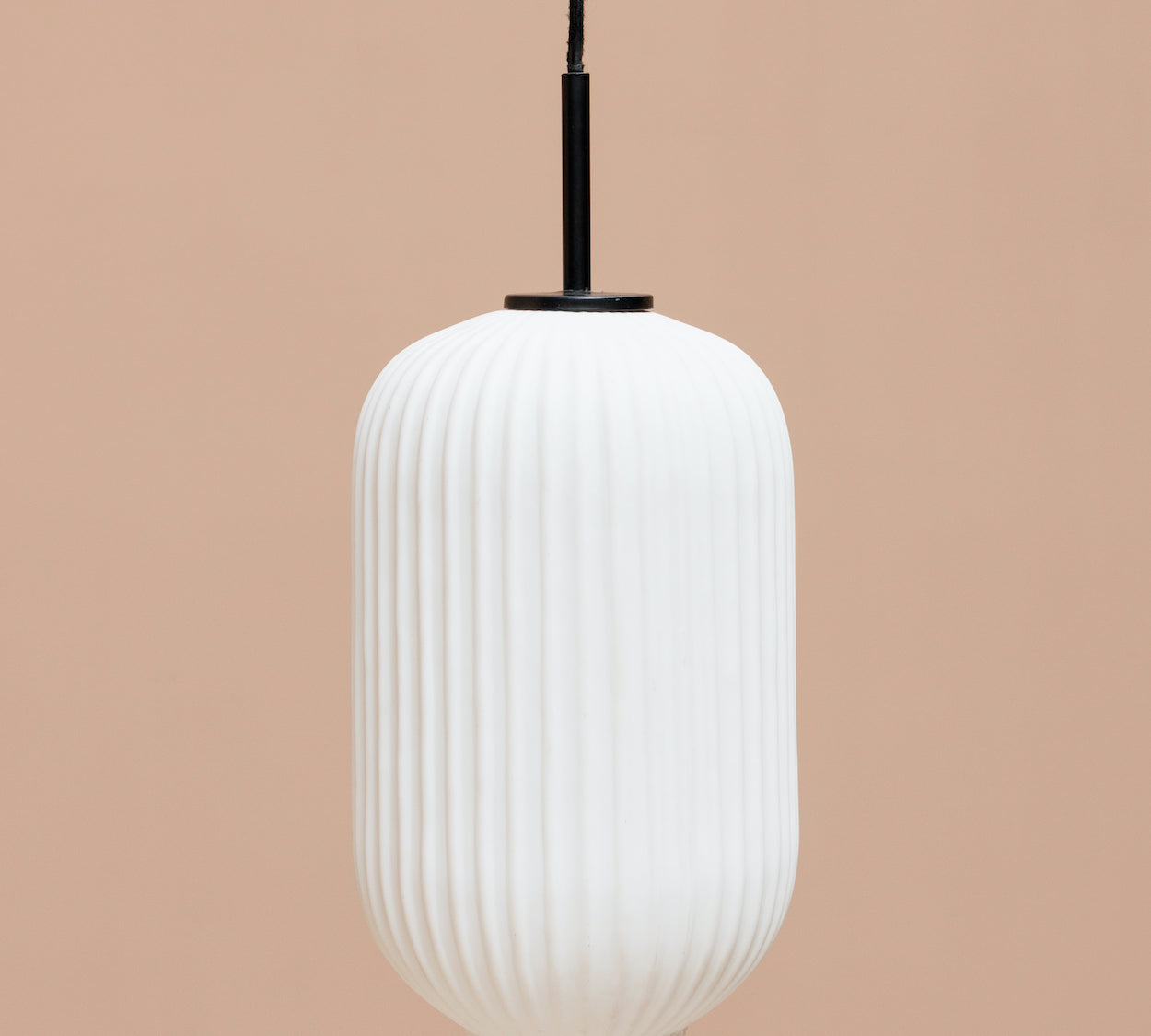 White Pendant Light in ribbed glass 