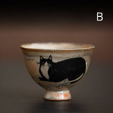 Gohobi Handmade Black Ink Hand-painted Cat