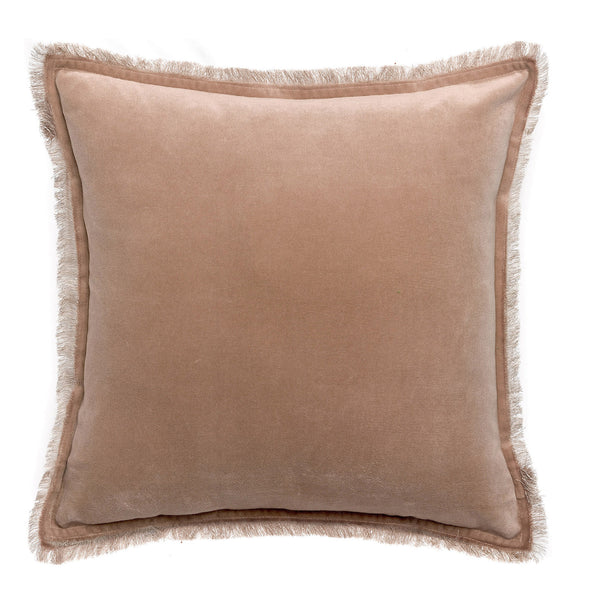 Taupe Velvet Cushion with Fringe