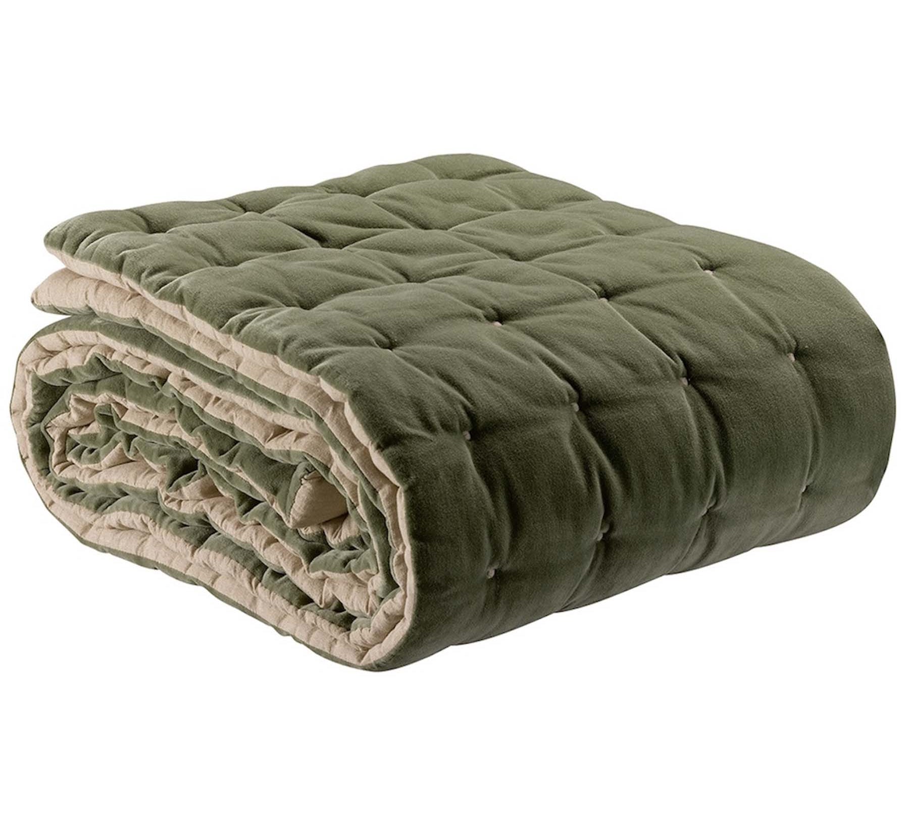 Quilted Velvet Throw Green by Vivaraise