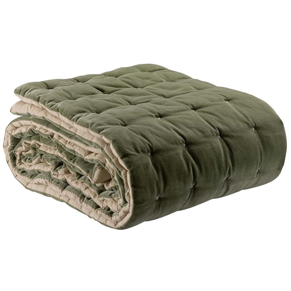 Quilted Velvet Throw Green by Vivaraise