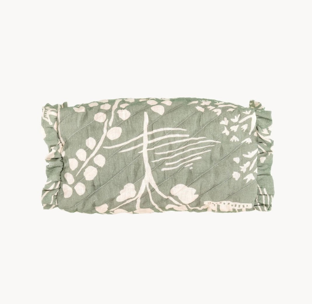 Chinoiserie print green make up bag