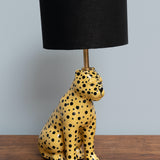 Yellow cheetah lamp with black shade