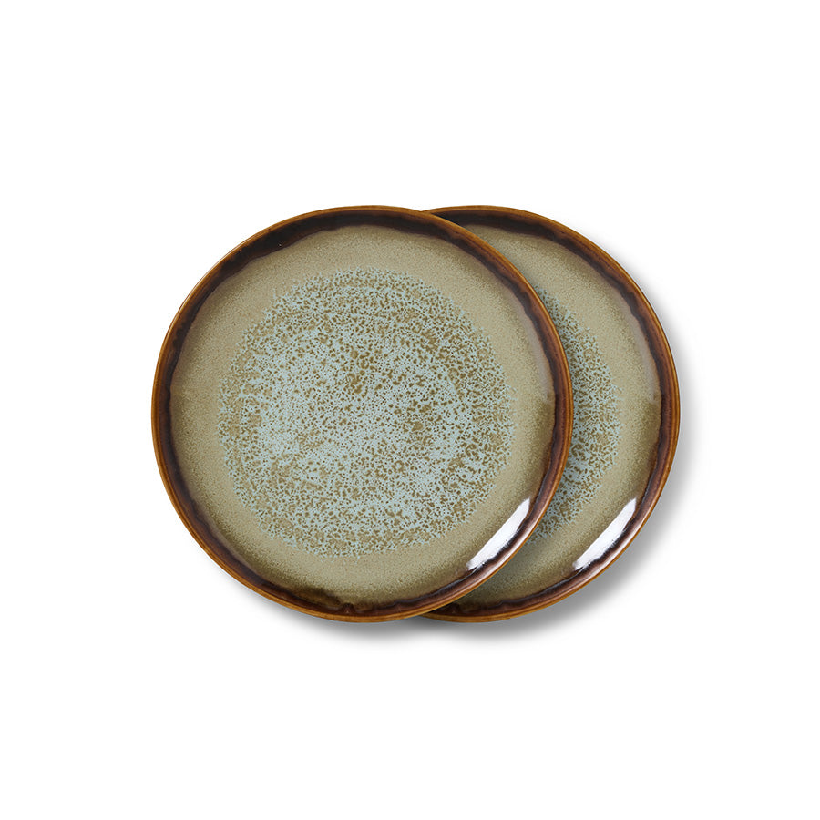 Two ceramic plates with a speckled design by HKLiving 