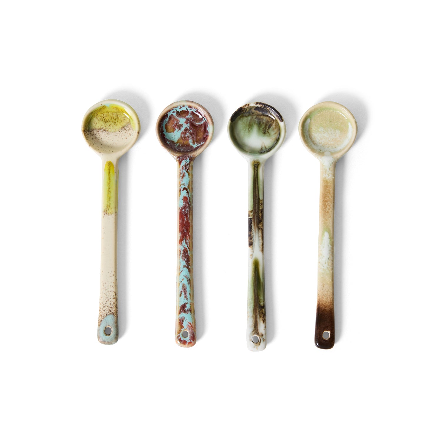 4 Multicolour ceramic spoons