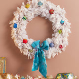 Recycled Sari Large White Bauble Wreath