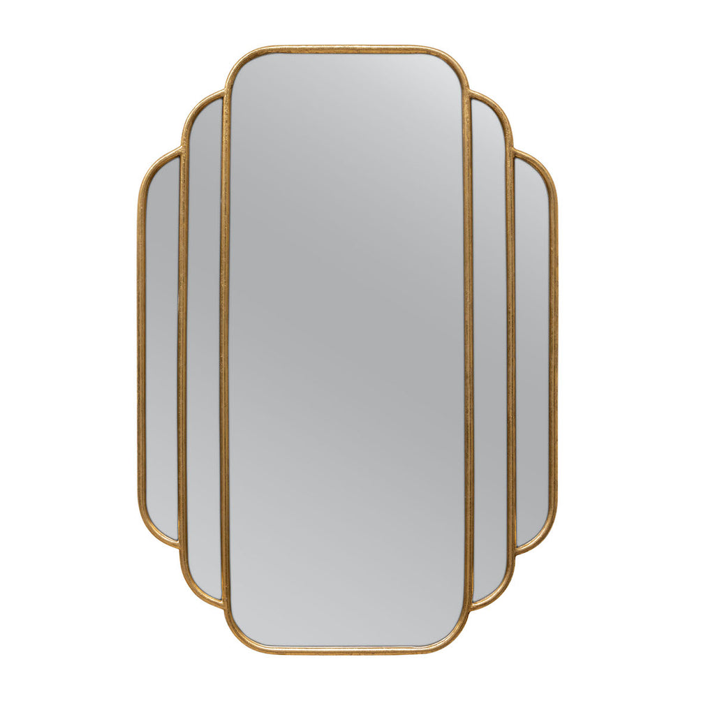 Gold framed wall mirror with an art decor style 