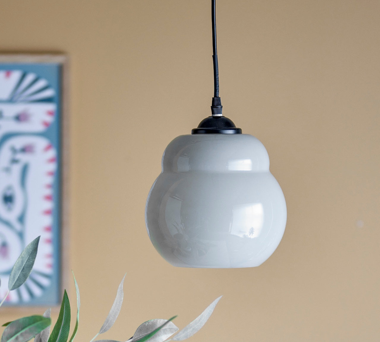 Motella Glass Pendant Light in grey by Bloomingville