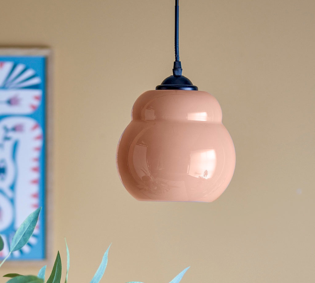 Motella Glass Pendant Light in Pink by Bloomingville
