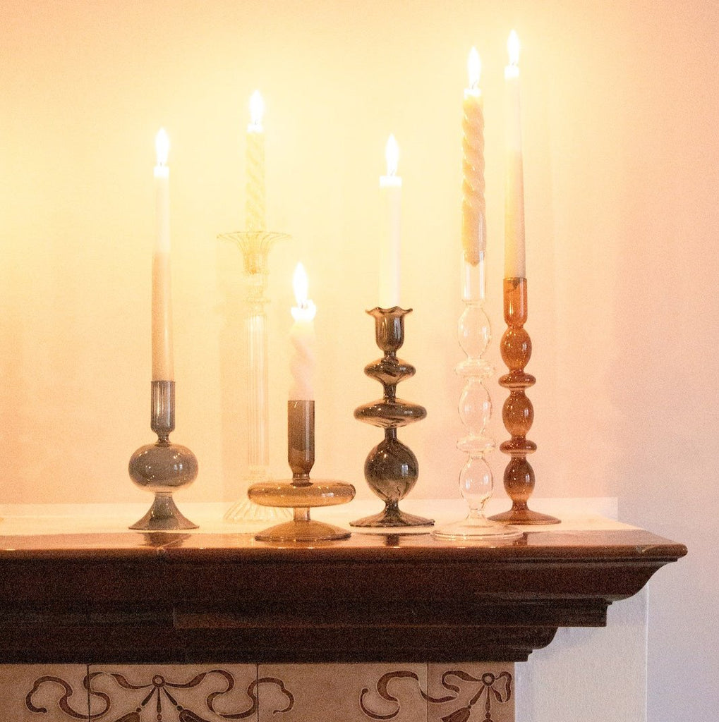 Dark Olive Green Glass Candlestick