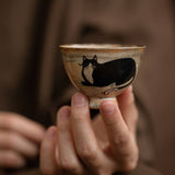 Gohobi Handmade Black Ink Hand-painted Cat