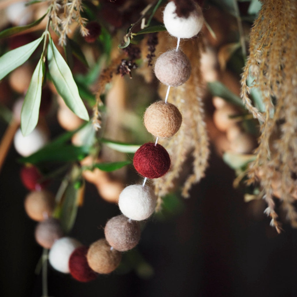 felt wool pom pom garland