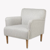 Striped armchair with wooden legs on a white background