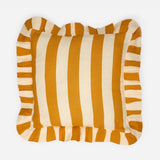 Ochre Candy Stripe Ruffle Cushion