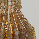 Close-up of a decorative chandelier with circular components.