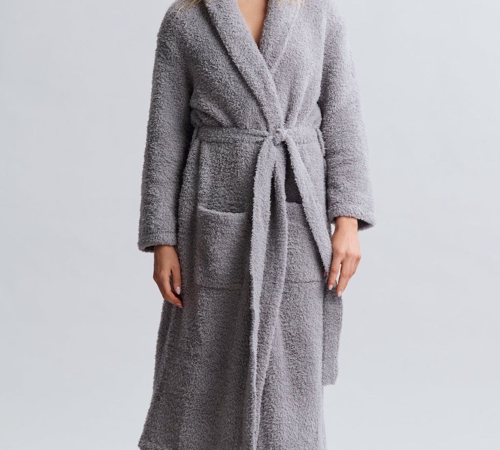 front of Barefoot Dreams Cozy Chic Fleece Robe