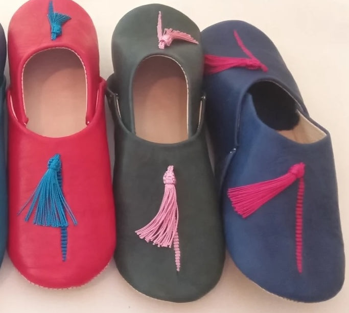babouche olive green slippers