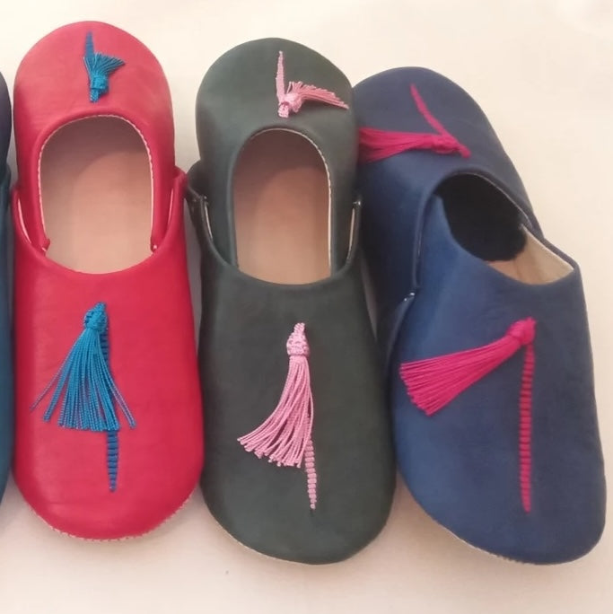 babouche olive green slippers