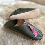 Ladies Babouche Olive Green Moroccan Slippers