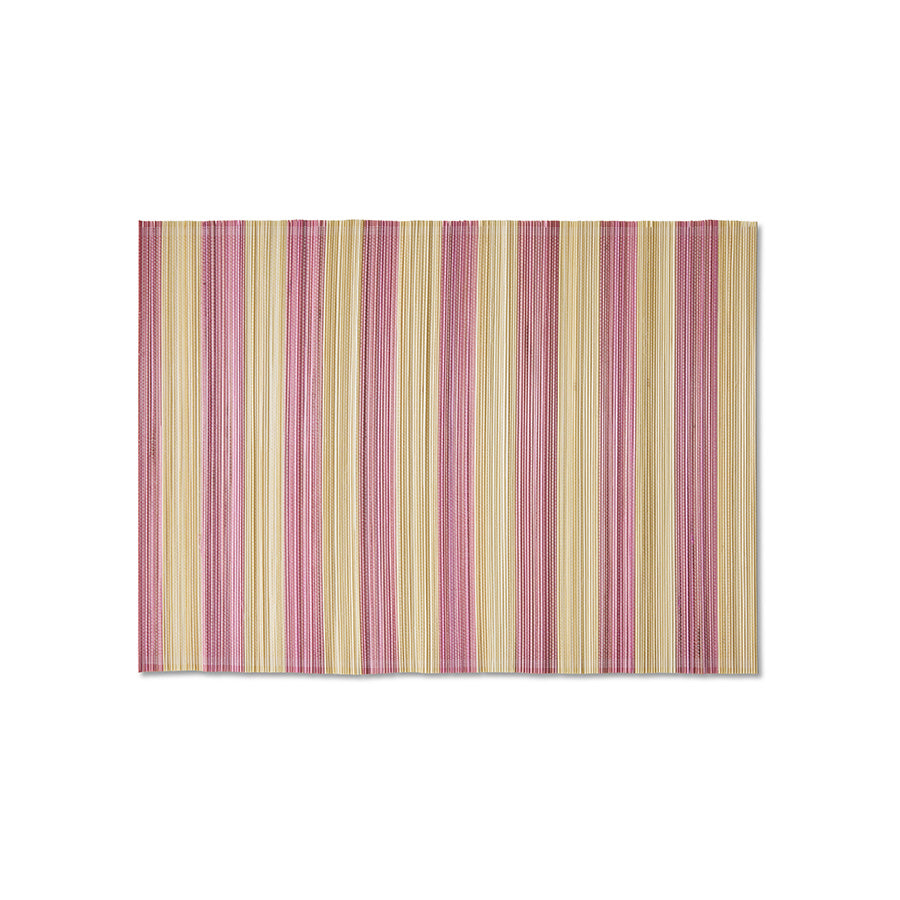 Rectangular placemat with pink and beige vertical stripes on a white background