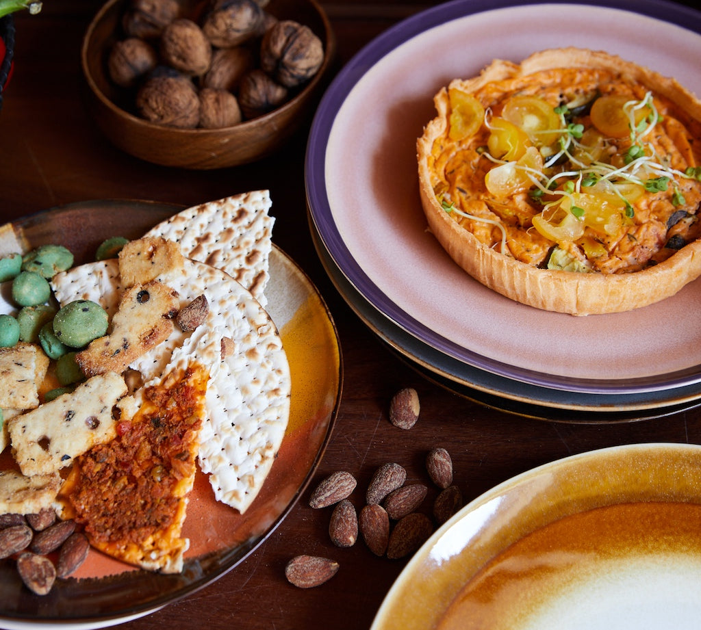 Set of 1970's pink Ceramic Plates Bedrock by HKliving