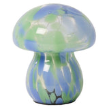 Green and blue glass mushroom portable lamp 