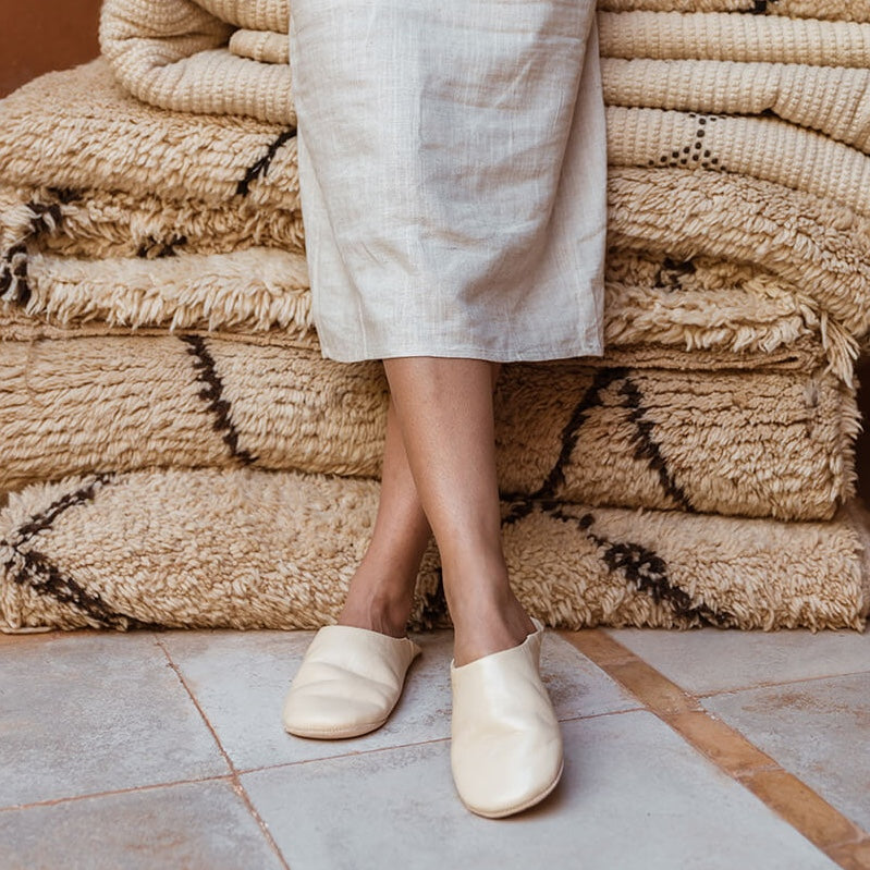 Ladies Moroccan Slippers in White