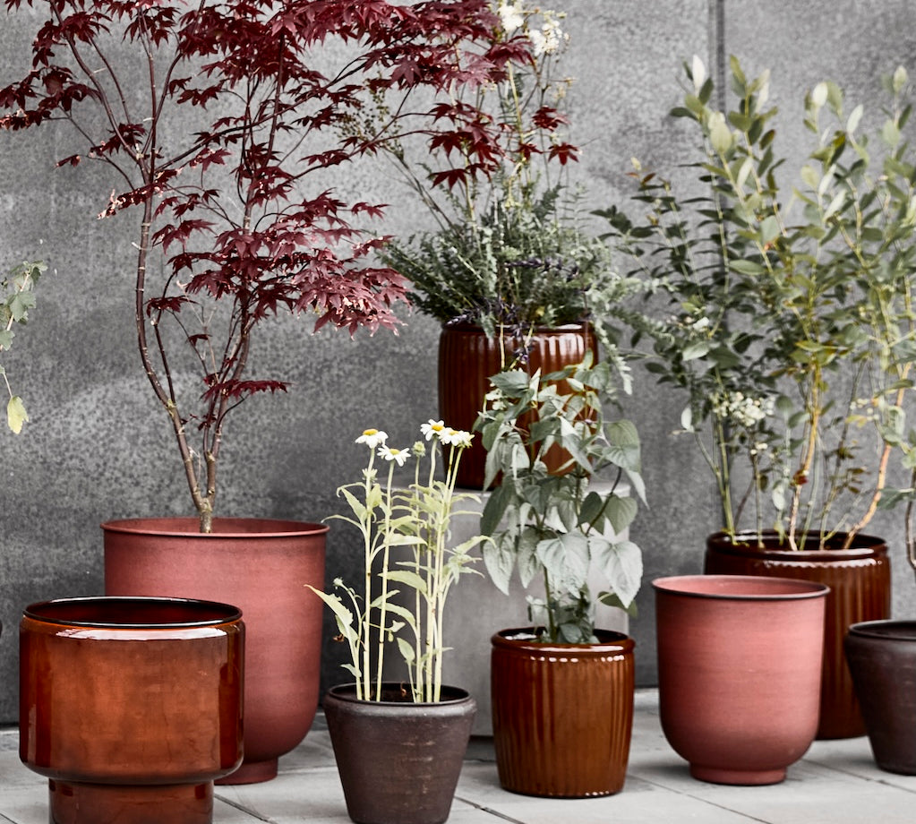 collection of brown plant pots by House Doctor 