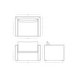 Line drawing of chair dimensions.