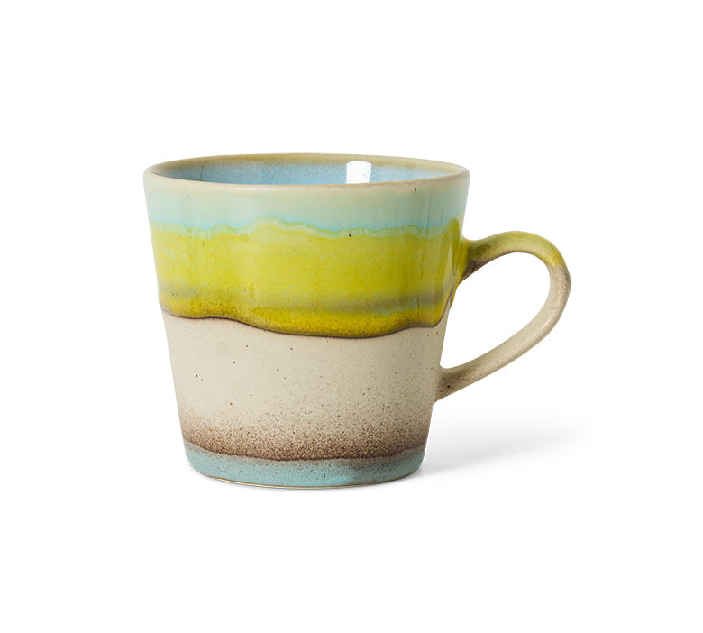 1970's Ceramic mug with multicolored glaze by HKLIVING