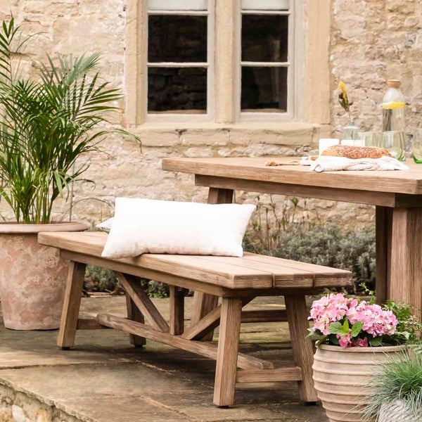 Chilford outdoor wood table and bench