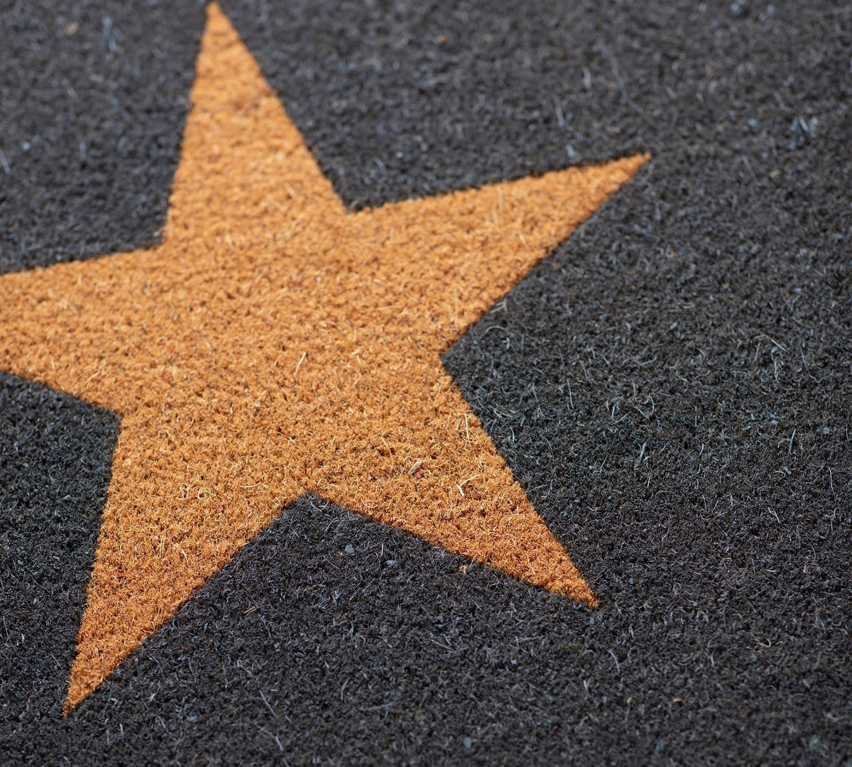 Doormat with a brown star on a textured surface
