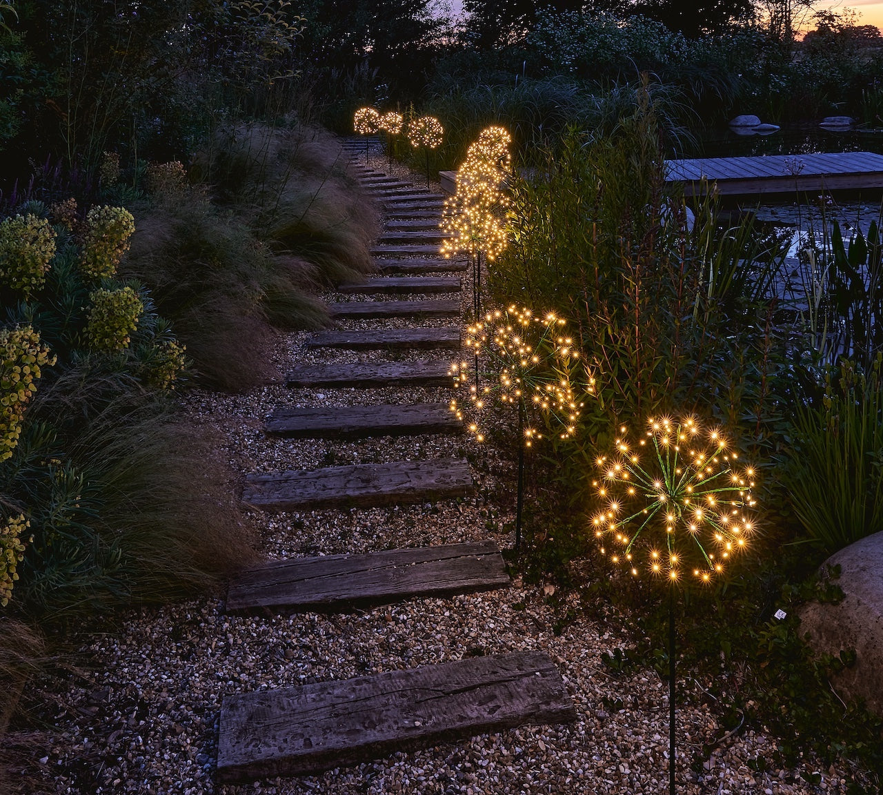 green dandelion solar stake lights 