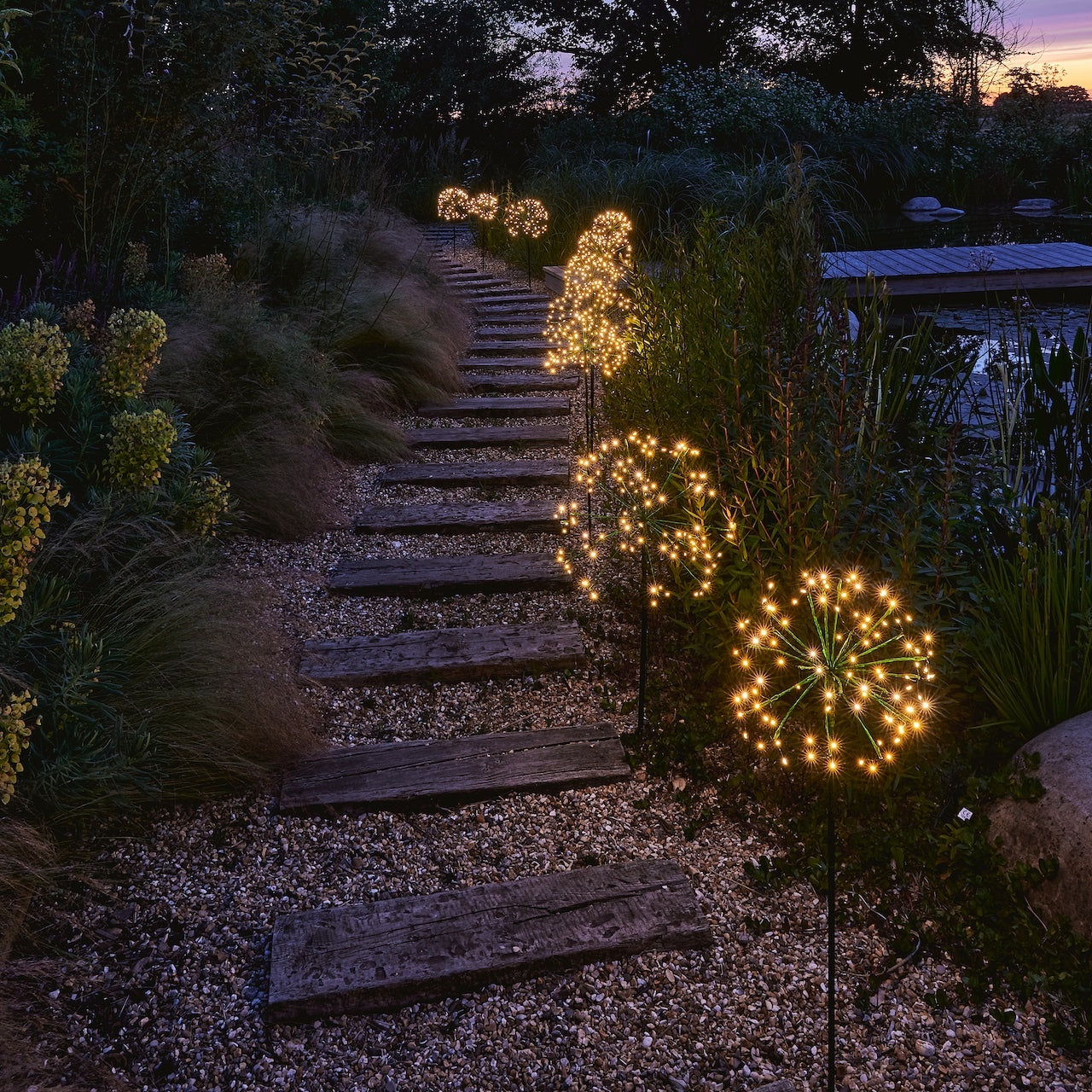 green dandelion solar stake lights 
