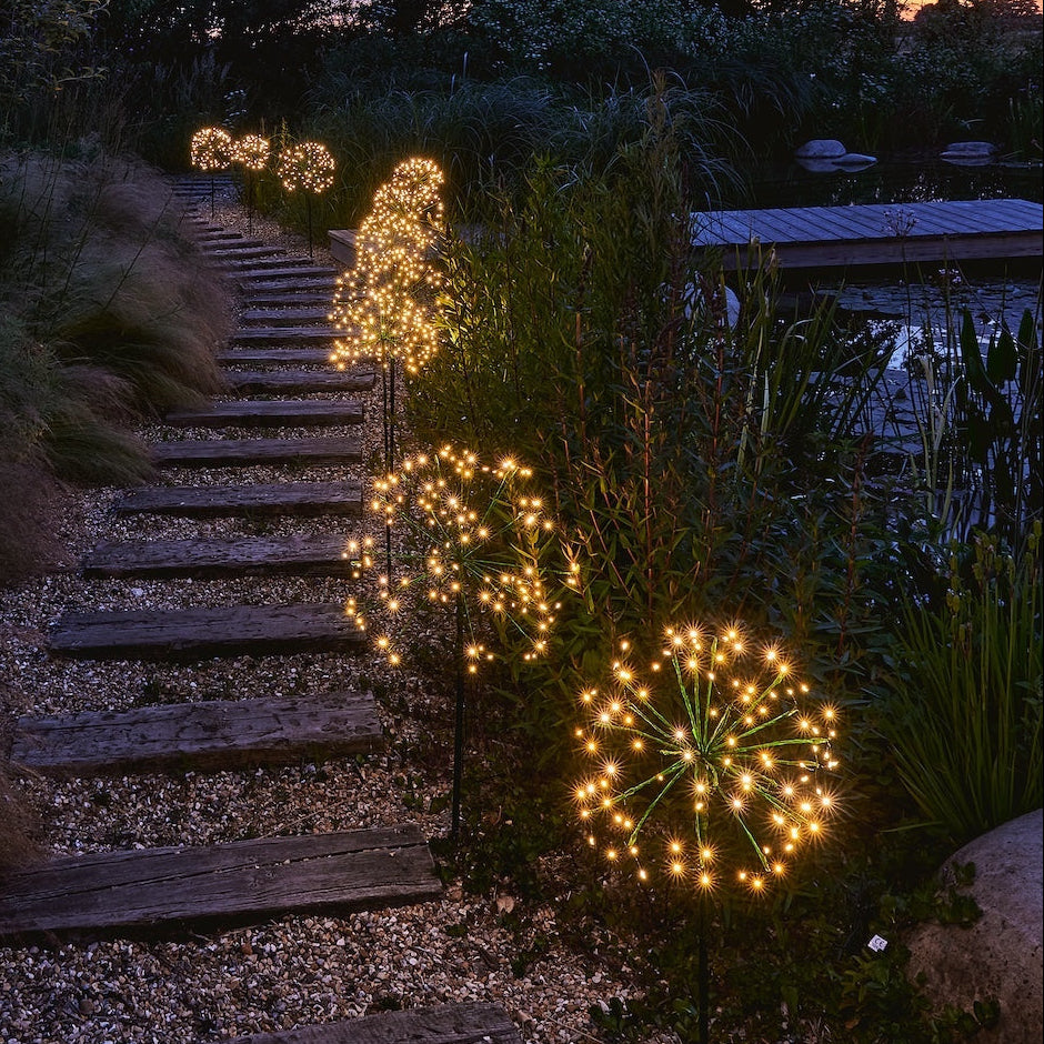 green dandelion solar stake lights 