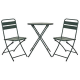 Set of two folding chairs and a small round table on a white background