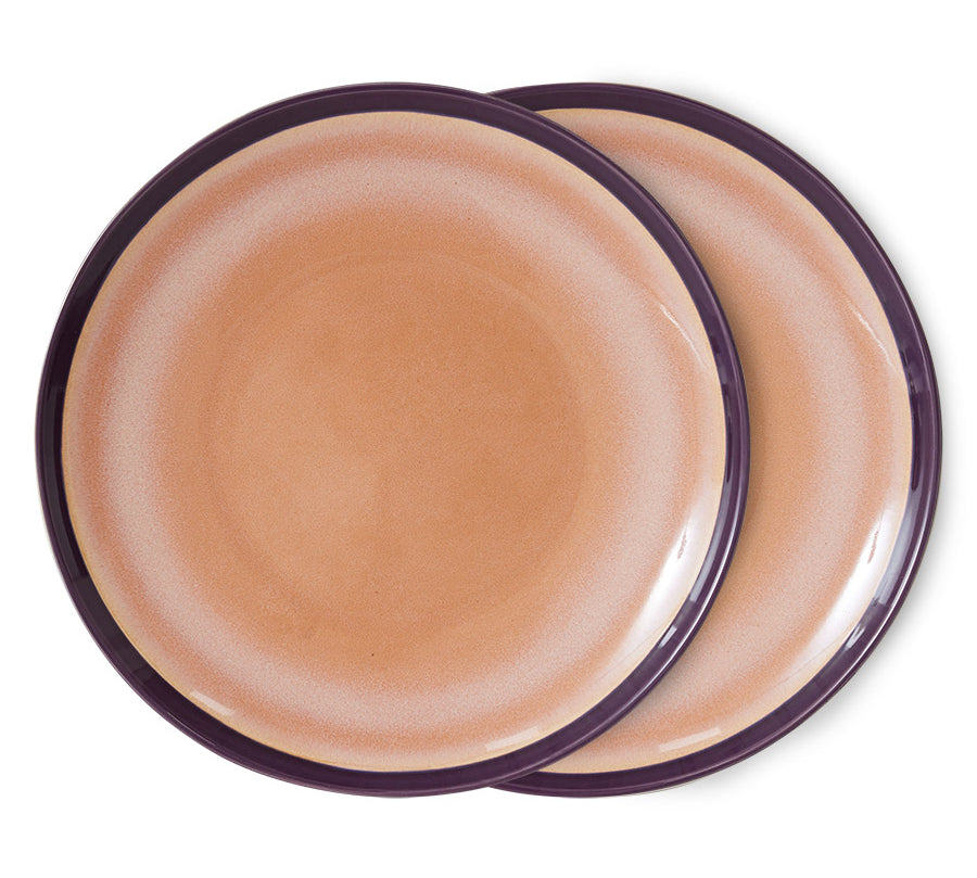 Set of 1970's pink Ceramic Plates Bedrock by HKliving